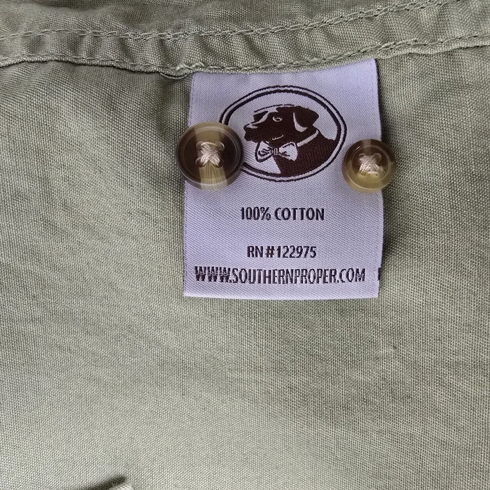 Southern Proper Shirt Mens Shooting Sport Safari Size S Button Front Olive Green